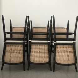 RH Juliette Cane Dining Chairs Black - 6