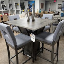 Antique Grey 5-Piece Counter Height Pub Dining Set
