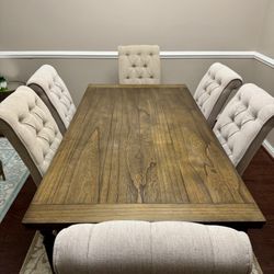 Dining Table with 6 Upholstered Chairs