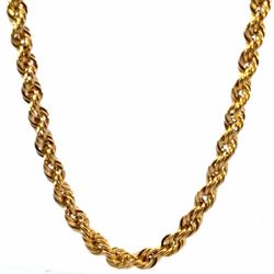 Men’s or Women’s 10k Yellow Gold 24” Inch 5mm Rope Chain Link Necklace GP3133209