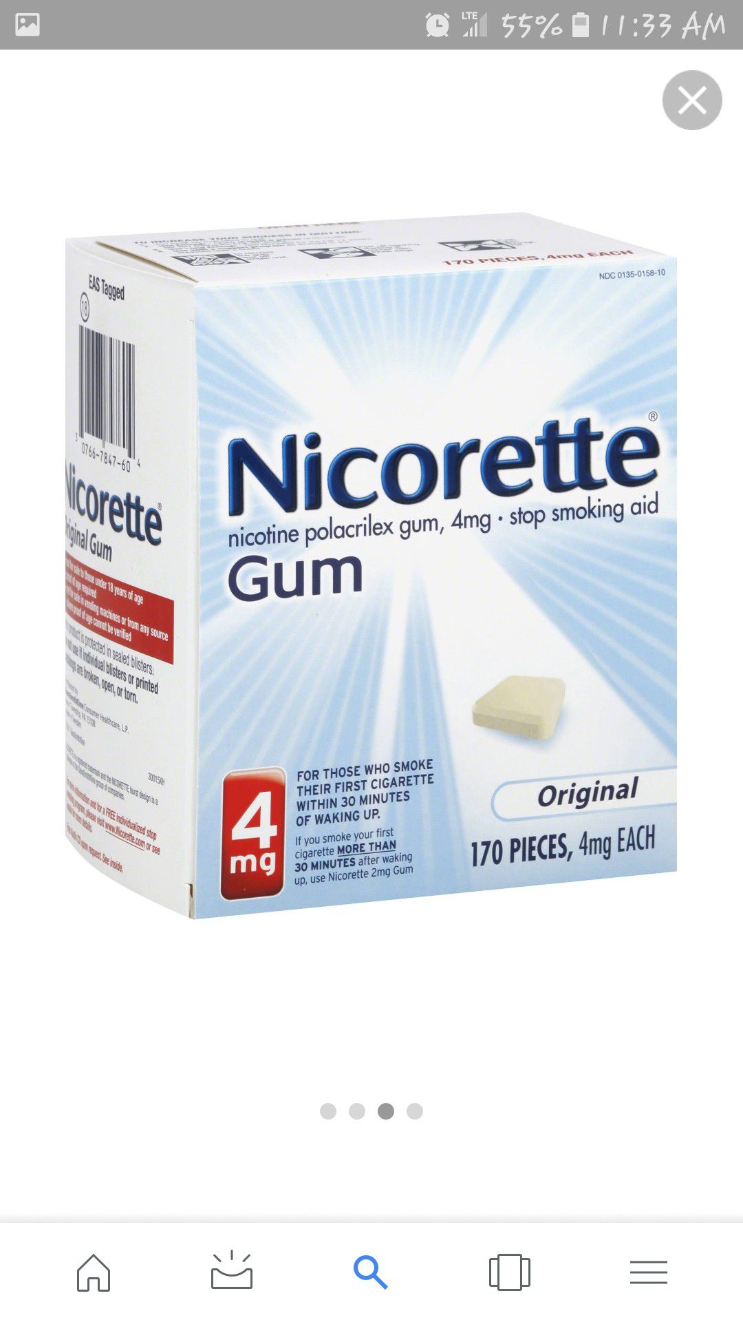 New Nicorette chewing gum 4mg