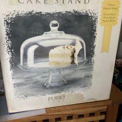 Furio Glass Cake Stand 2 Piece Convert Punch Bowl