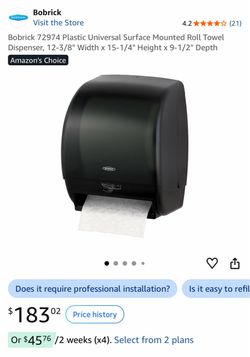 Bobrick 72974 Plastic Universal Surface Mounted Roll Towel Dispenser