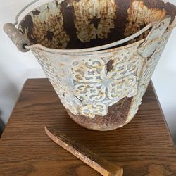 Rusty Bucket & Rail Spike Yard Landscaping Decor ($6 To Get Both)