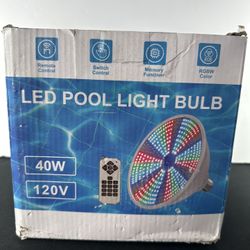 LED Pool Lights Bulb 40W with 17 Light Modes, 120V RGBW Pool Light for Inground Pools with Remote Control, 7000K Pools Lighting, E26 Replacement for P