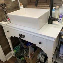 Wooden Table , ( Sink Not Part Of ) 