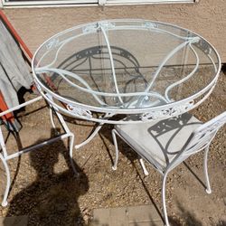 Outdoor Patio Bistro Set – Glass Table + 2 Chairs
