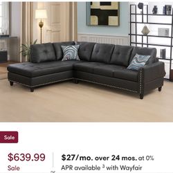 Faux Leather Sectional 