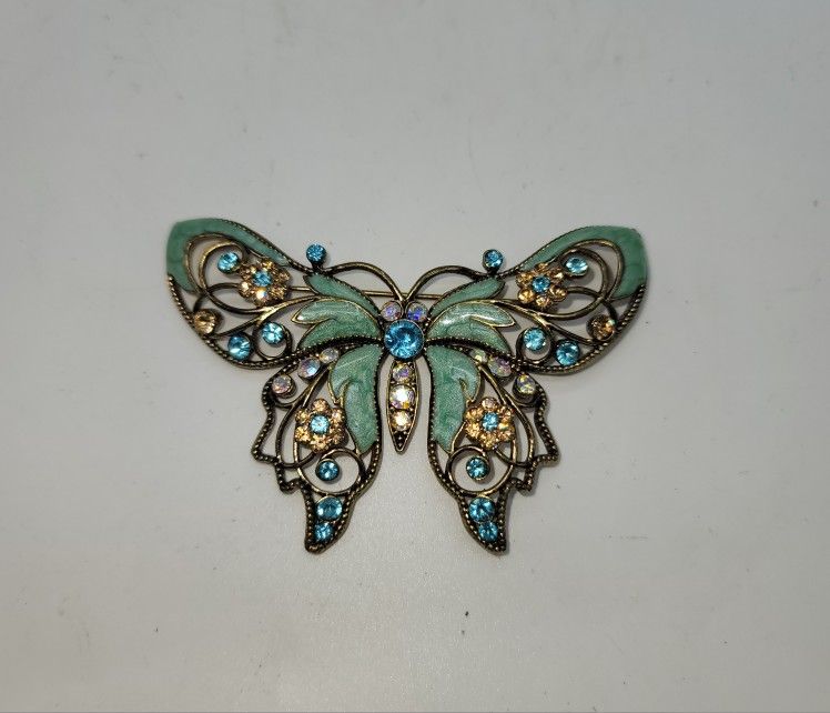 Avon Vintage Beautiful Butterfly Pin Rhinestone Enamel Brooch