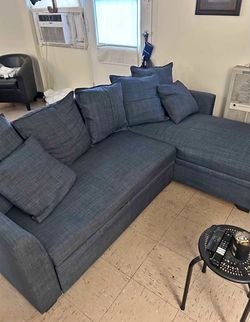 Ebern Designs Corintha Sleeper Sectional with Storage Chaise – Dark Blue