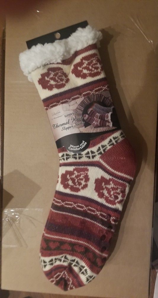 Thermal Knit Slipper Socks/New 