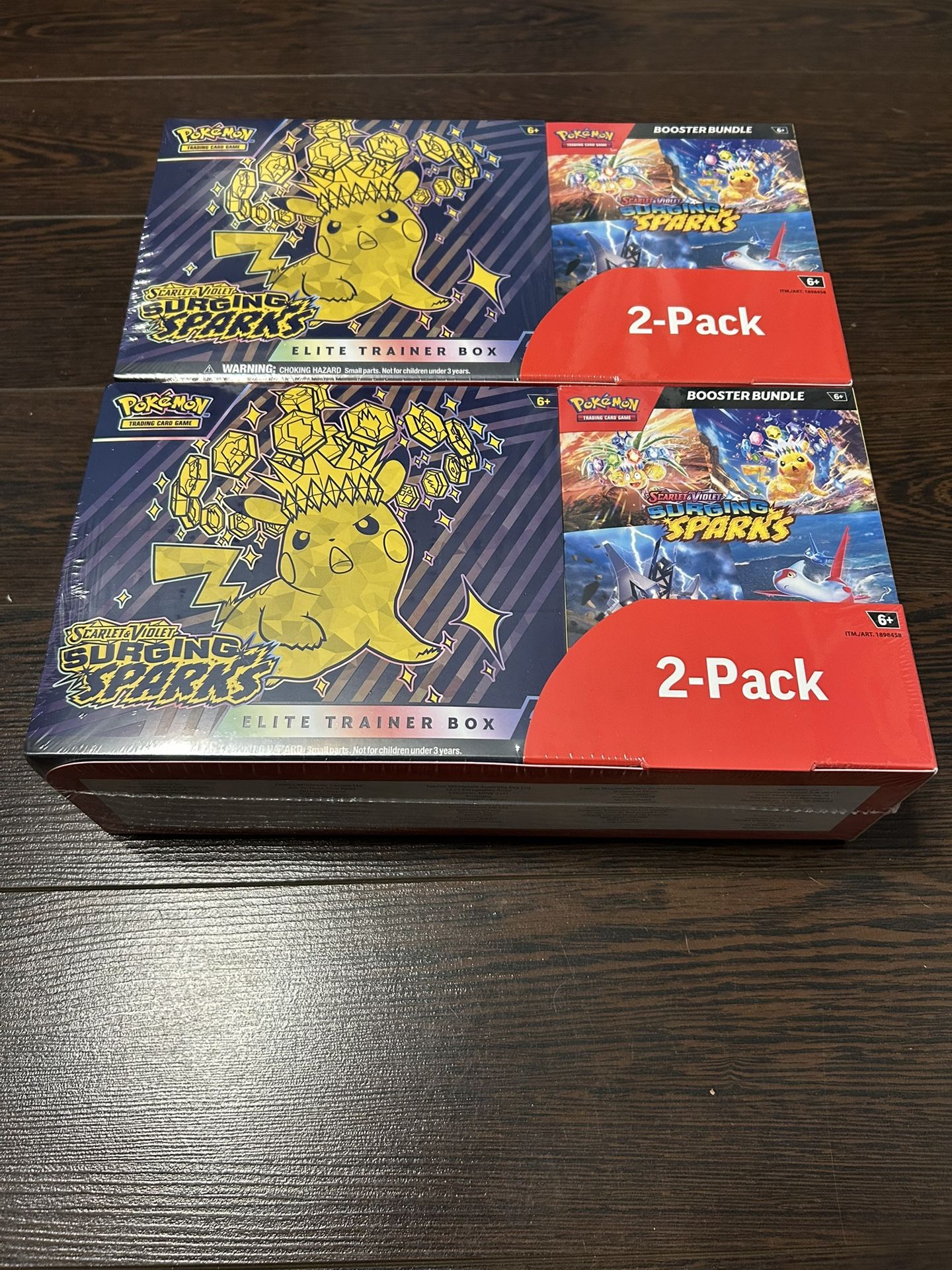 Pokemon Surging Sparks Elite Trainer Box + Booster Bundle COSTCO 2-PACK SEALED