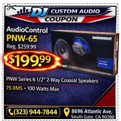 AudioControl PNW Series Car Speakers Set 6 1/2" 2-Way Coaxial Speaker System 100 Watts PNW-65 🚨 Payment Options Available 🚨 No Credit Needed 🚨 