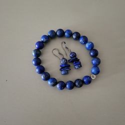 Lapis Lazuli Bracelet and Earrings Set