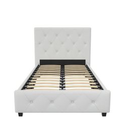 Twin Bed Frame, Faux Leather 