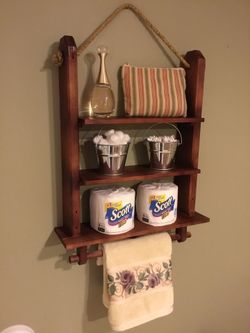 Bathroom Shelf Organizer Towel Rack Wooden Decor Hanging Wall Storage Shelves