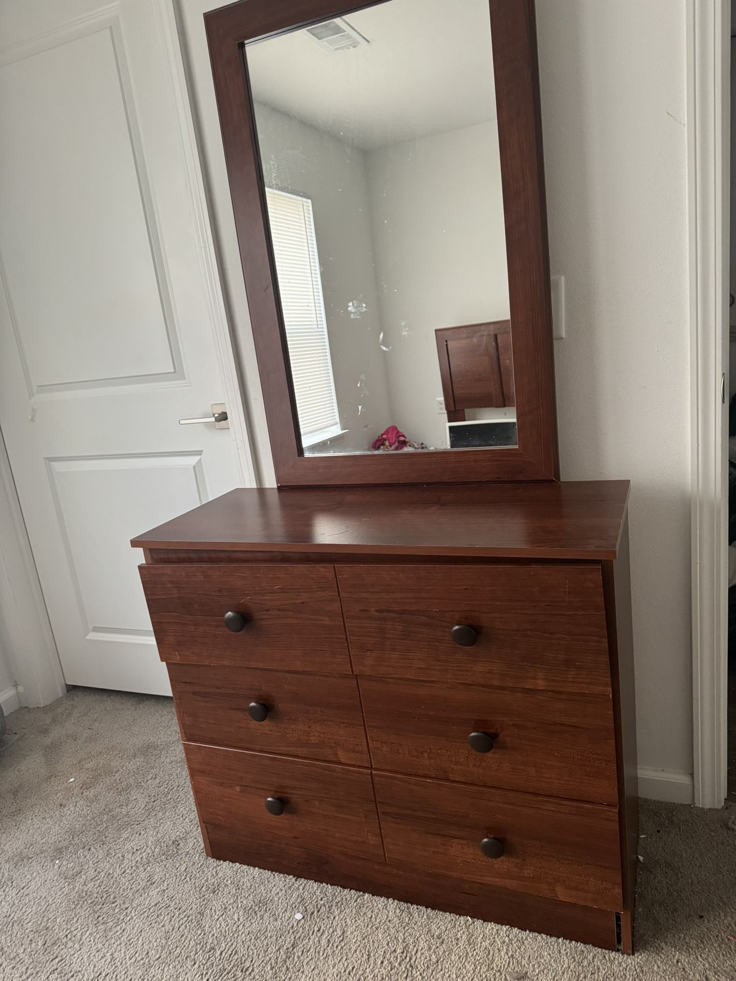 Headboard With Rails And Dresser With Mirror 