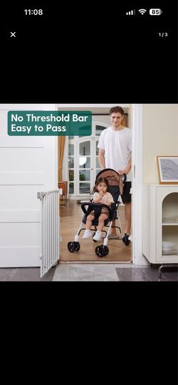 Babelio Baby Gate for Stairs, Kitchen & Doorways, 26-43" W 28" H No Bottom Bar| Easy Installation| One-Handed Operation| Auto-Close| Hardware Mount (D