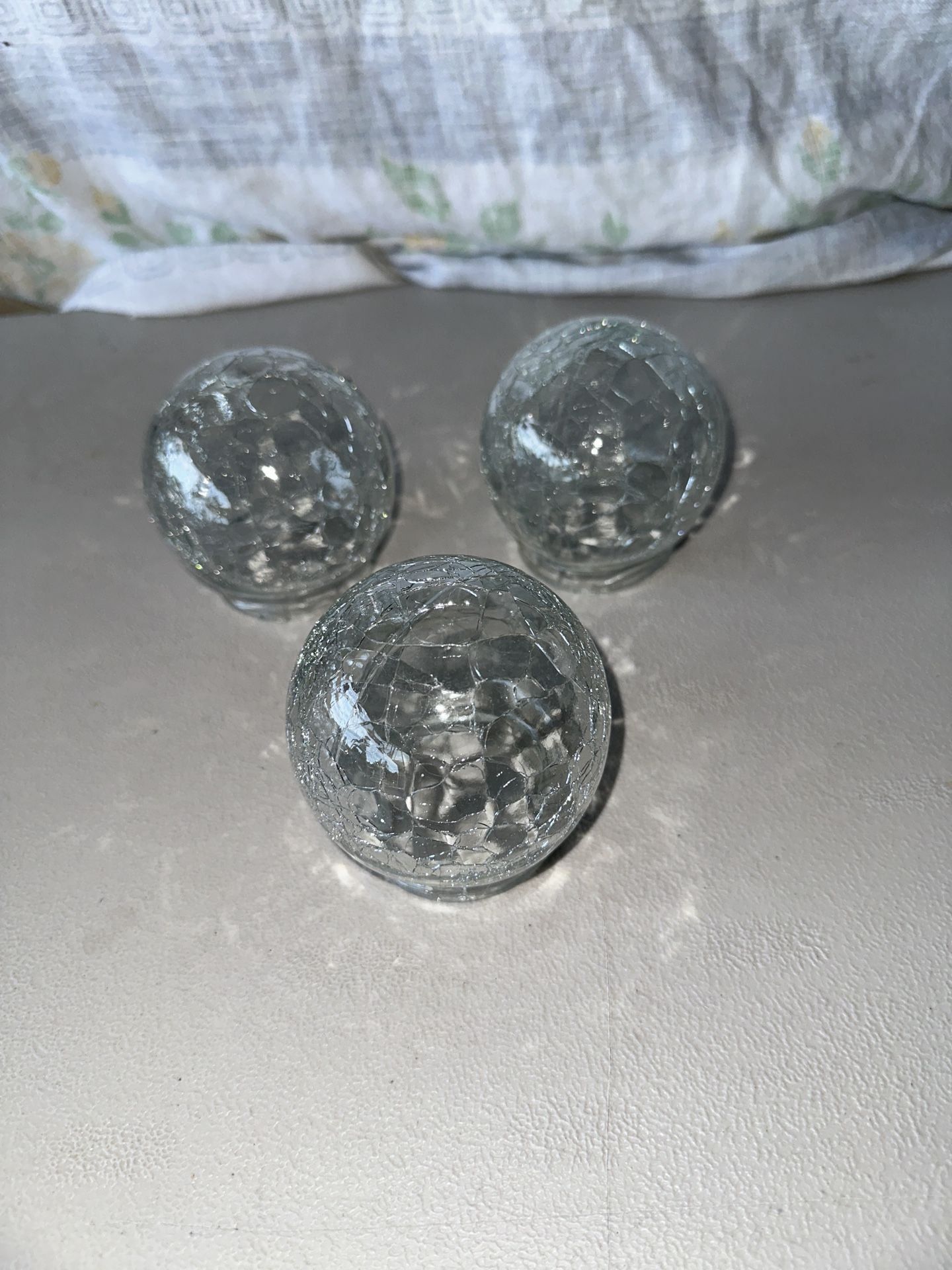 Three Replacement Crackled Glass Globes