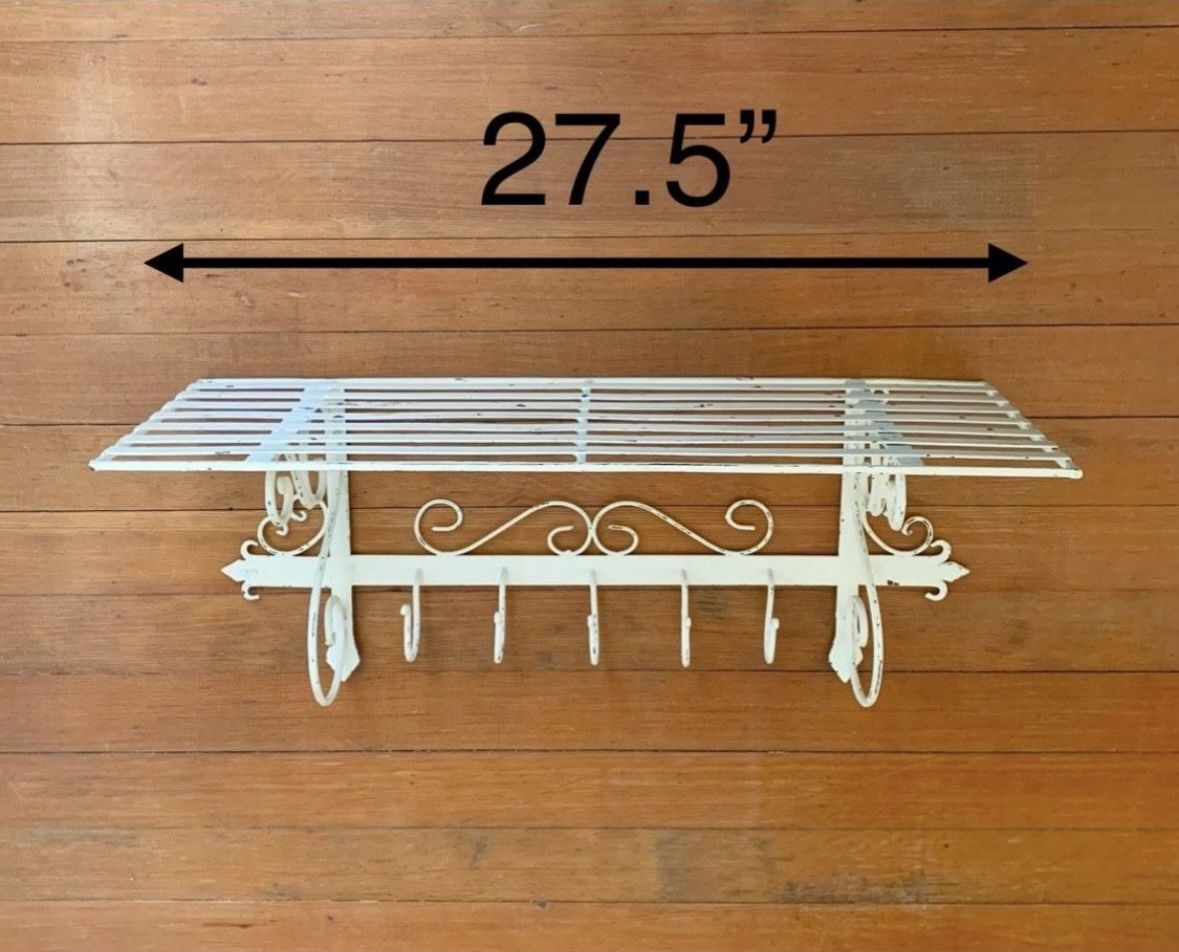 White Wrought Iron Wall Shelf