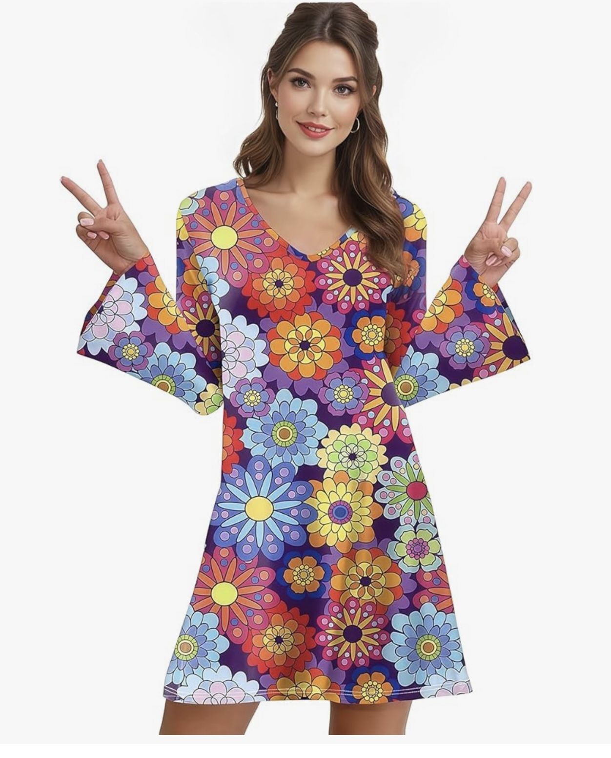 70s Dress Flowers New 2X 