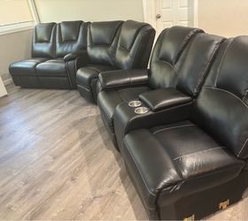 Large leather black sectional with reclining