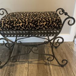 Vintage Leopard Vanity Stool