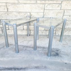 Chrome And Glass Top  Side Tables