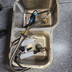 Stainless Steel Sink with Brushed Nickel, touchless faucet