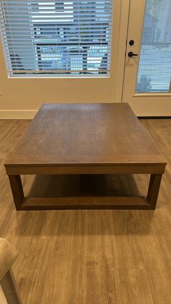 Square Wood Coffee Table with Lower Shelf