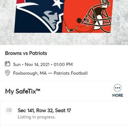 Patriots  Browns TWO TICKETS