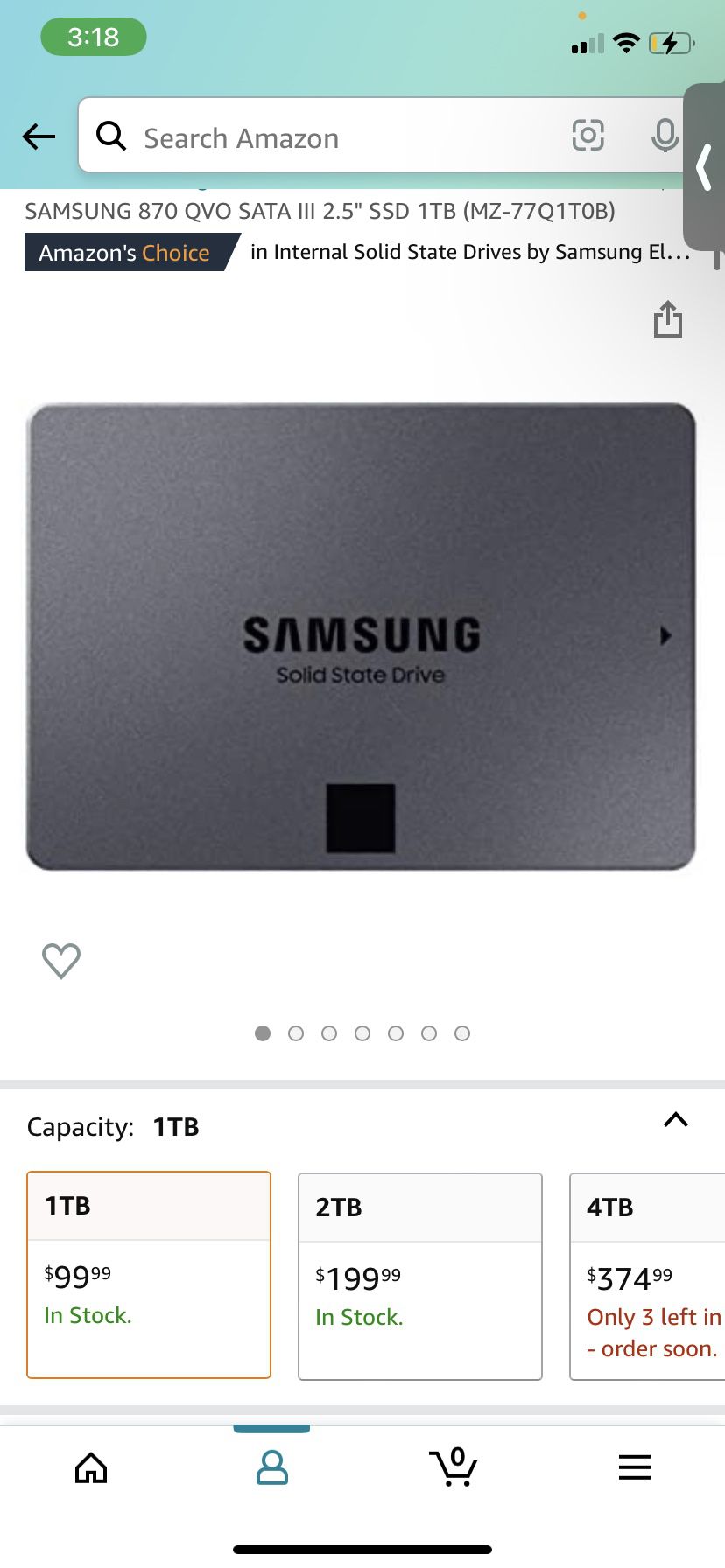 1TB, Samsung 870 QVO, SATA3
