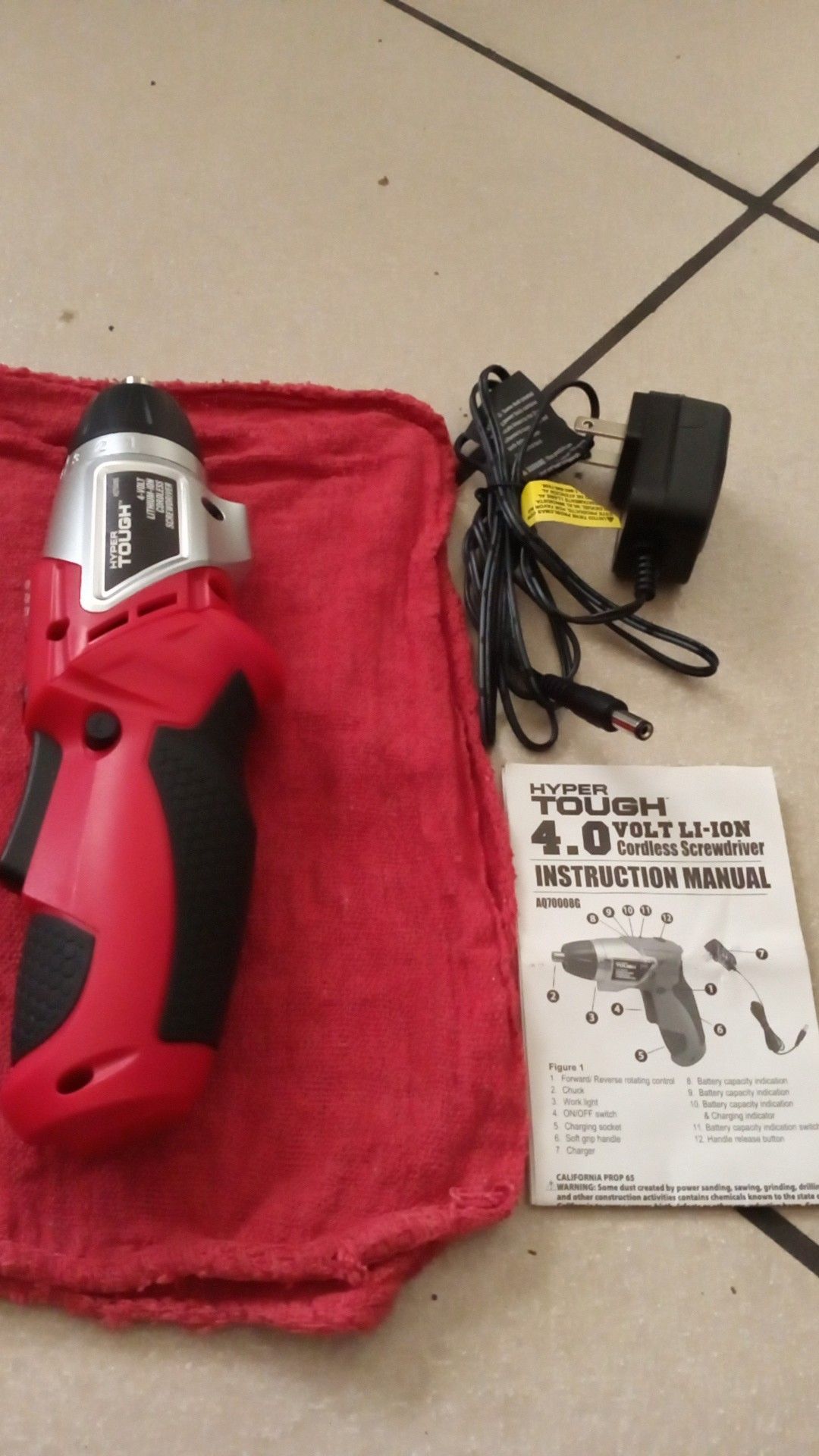 New hyper tough drill with manual and charger.