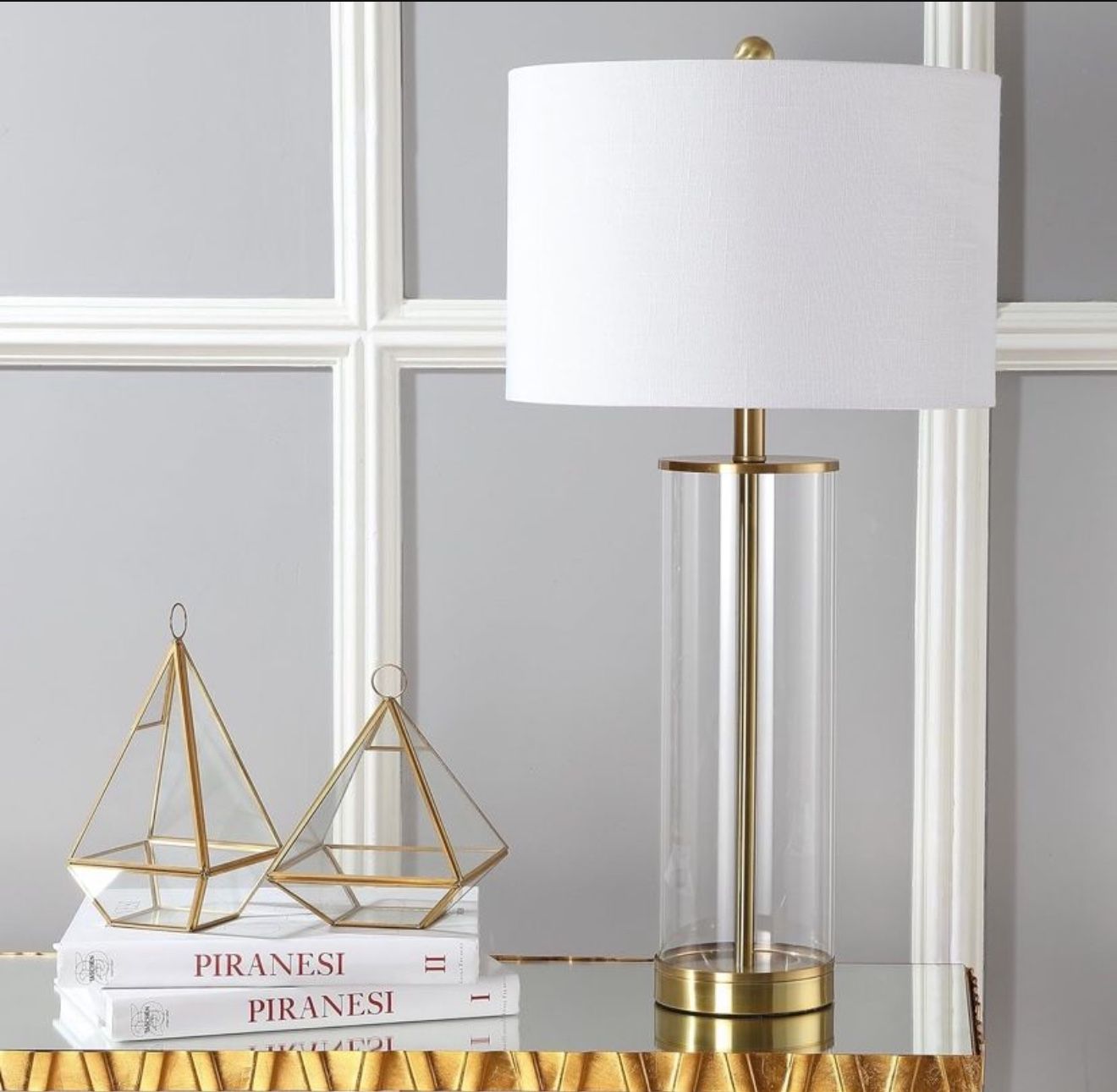 Gold Lamp with White Fabric Shade (23.5”)
