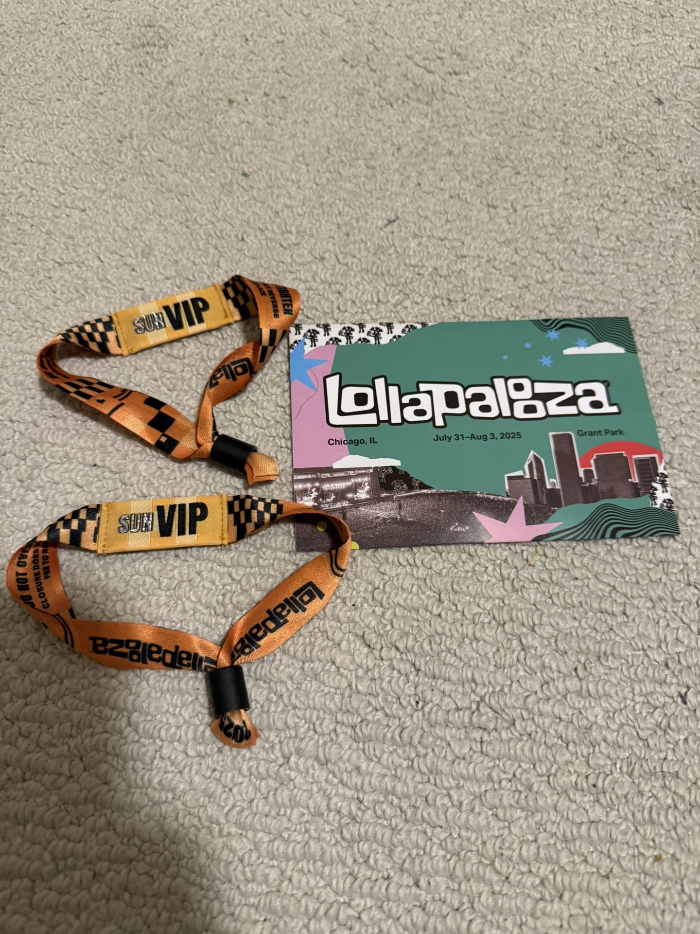 Lollapalooza 2025 Chicago VIP y GERENALES Wristbands