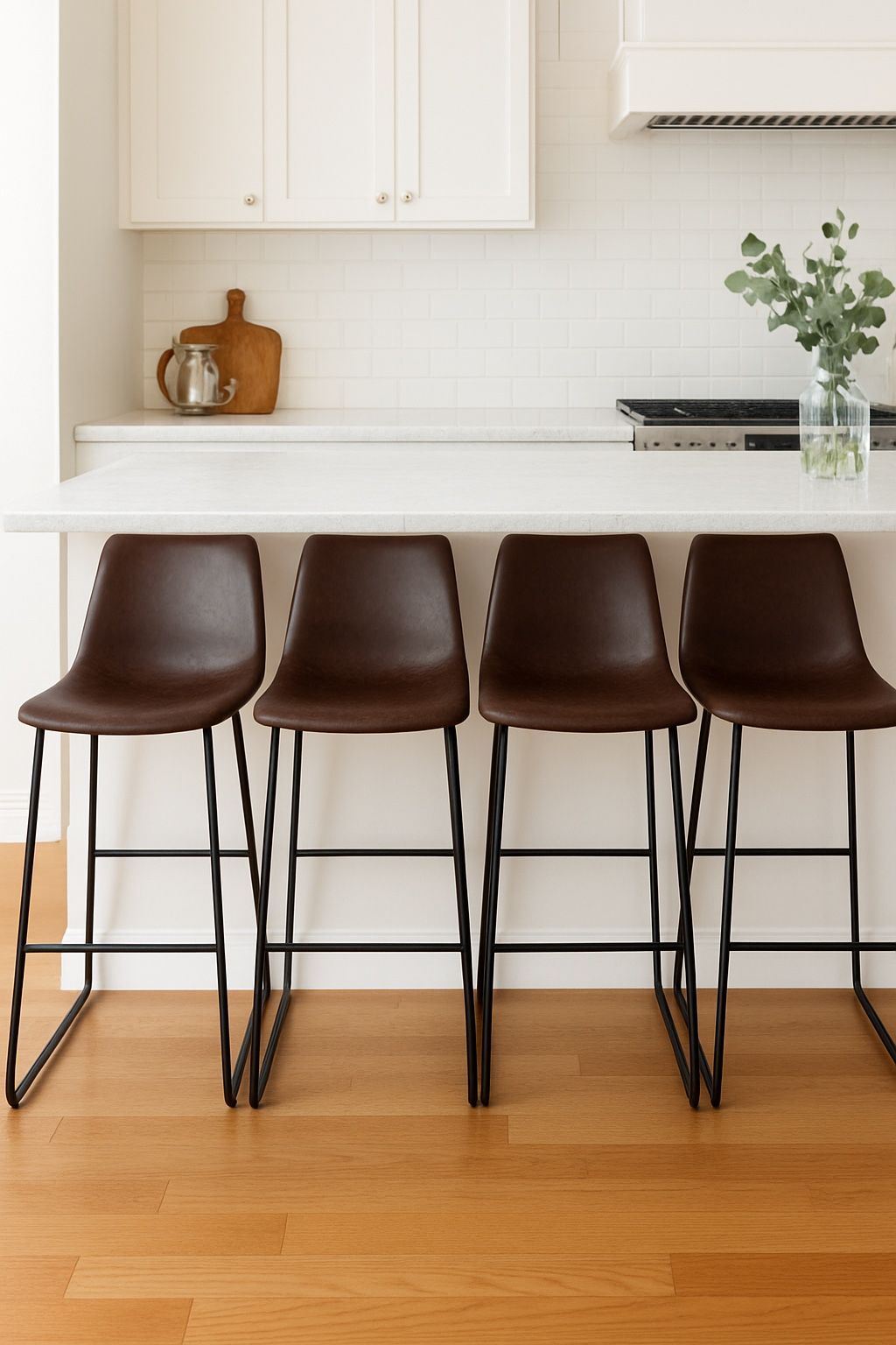 Moving Sale 🪑“Set of 4 Modern Bar Stools – Faux Leather & Metal Base – Great Condition!”
