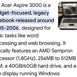 Ace Aspire 3000 antique laptop $25