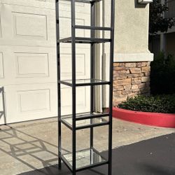 5 Tier Black Metal Square Shelf With Glass Base 