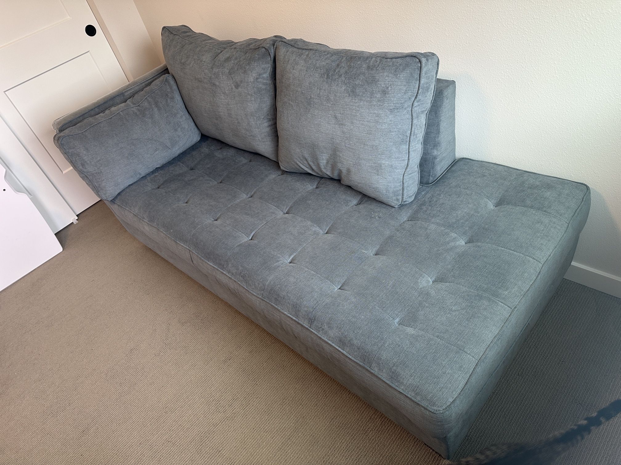 Tufted Blue Chaise Lounge