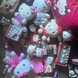 Massive Hello Kitty Lot, Plushies, Blanket, Cups, Makeup Bags, Piggy Bank, &more
