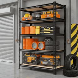 (New) Heavy Duty Gararge Shelf, 6FT tall, 2000LB capacity, adjustable storage shelving, 72"H x 35.5"W x 16"D