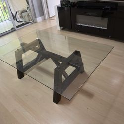 Glass Coffee Table/ Wood