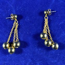 Gold Ball Dangle Earrings 