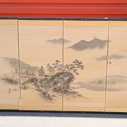 Antique Japanese 4 Panel Screen (Damages)