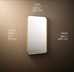 Kohler Essential mirror, gold 22" x 34"