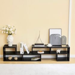 New-2 Piece Modern TV Stand Bookshelf Combo with Storage Cubes, Free-Combination Entertainment Center for Living Room Bedroom, 
