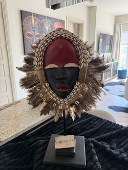Large African Mask With Stand