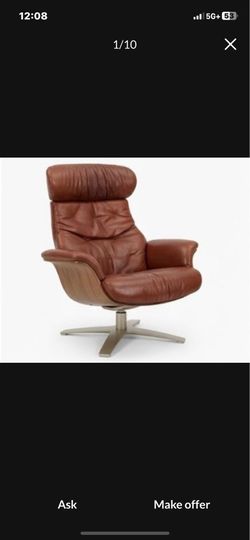 HD…Buttercup "Carmine" Mid-Century Modern Leather Swivel Recliner (matching set) read description