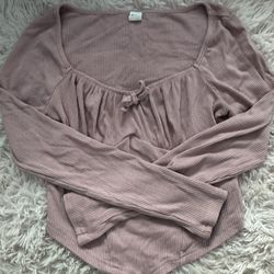 Pink Cropped Shirt With Bow 