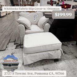 Whitlocke Fabric Slip Cover Chair With Ottoman 